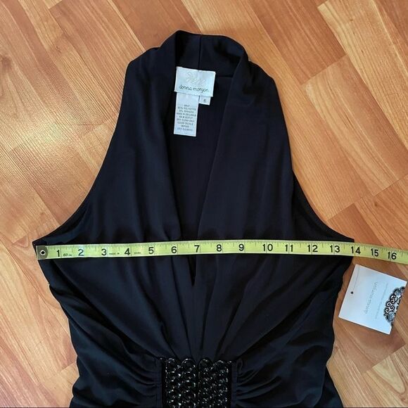 Donna Morgan NWT black mini dress stretchy flow Fit and Flare Night out Cocktail - Picture 9 of 11
